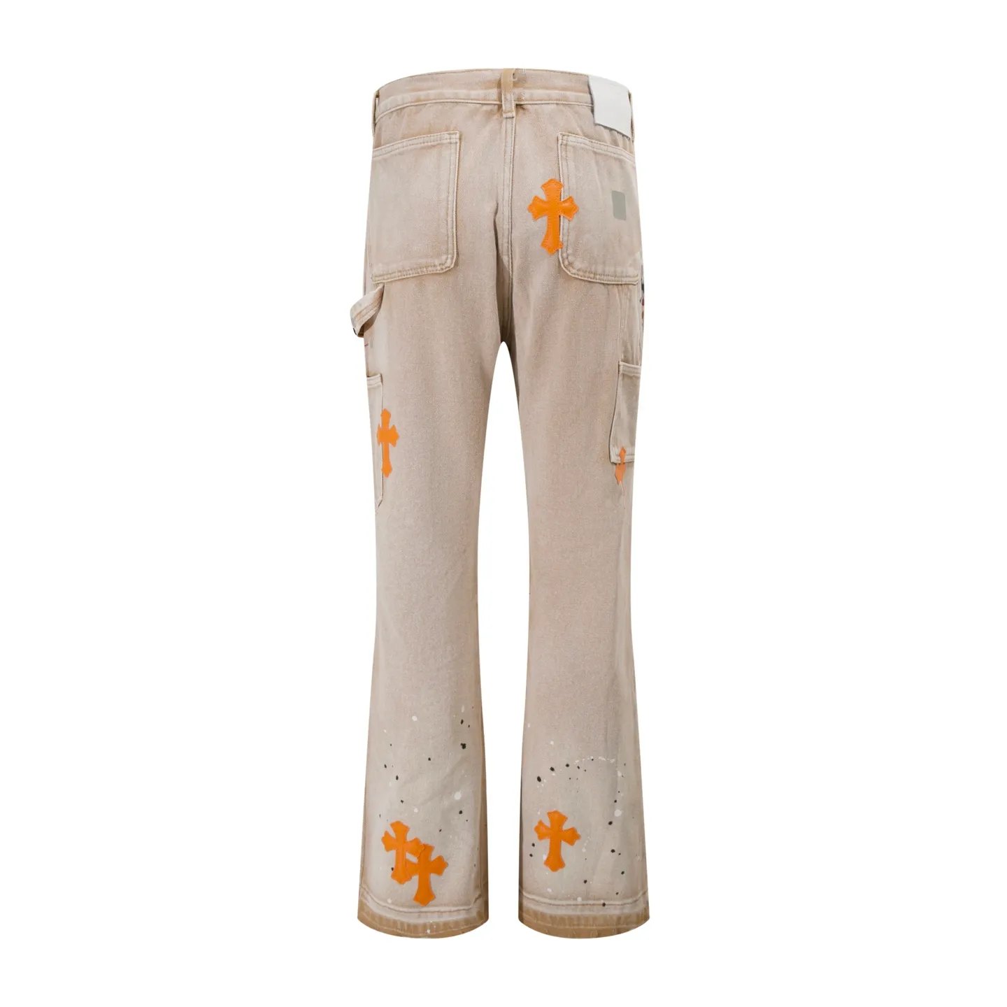 P250 Style No.: H888 GALLERY DEPT. & 𝐂𝐡𝐫𝐨𝐦𝐞 𝐇𝐞𝐚𝐫𝐭 Croxin co-branded ss25 wood splash ink hand-painted stitching multi-pocket bootcut jeans. Styles with different washed textures are very friendly to people with thin legs. The bootcut style perfectly modifies the leg shape. The timeless and moderate length makes it easy to match and match. It is the basis for various styles and is a must-have in your wardrobe! The fabric is stiff but also makes the upper body soft without losing texture. The washing process is even more perfect. It is a must-have item for everyone! ! ! Washed wheat, tag, pants label, three labels complete Color: Khaki Size: 28-30-32-34-36